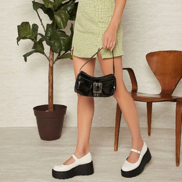 New White Platform Mary Jane Wedge Ballet Flats - Picture 3 of 7